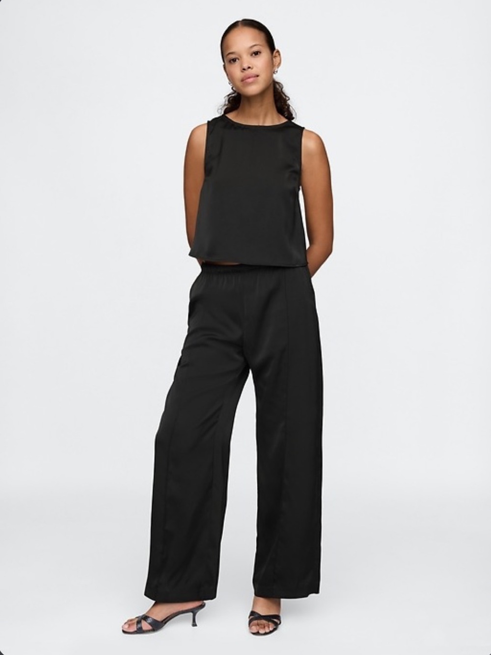 Gap Black Satin Shell Tank